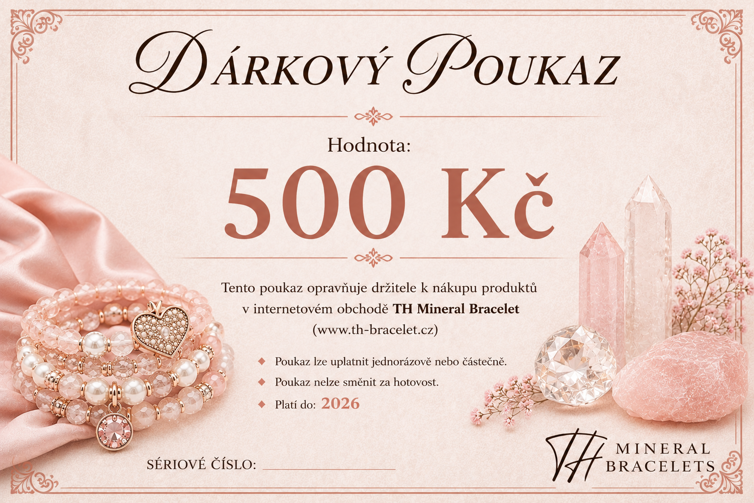 Dárkový poukaz TH Mineral Bracelet – 500 Kč (pro ženy)