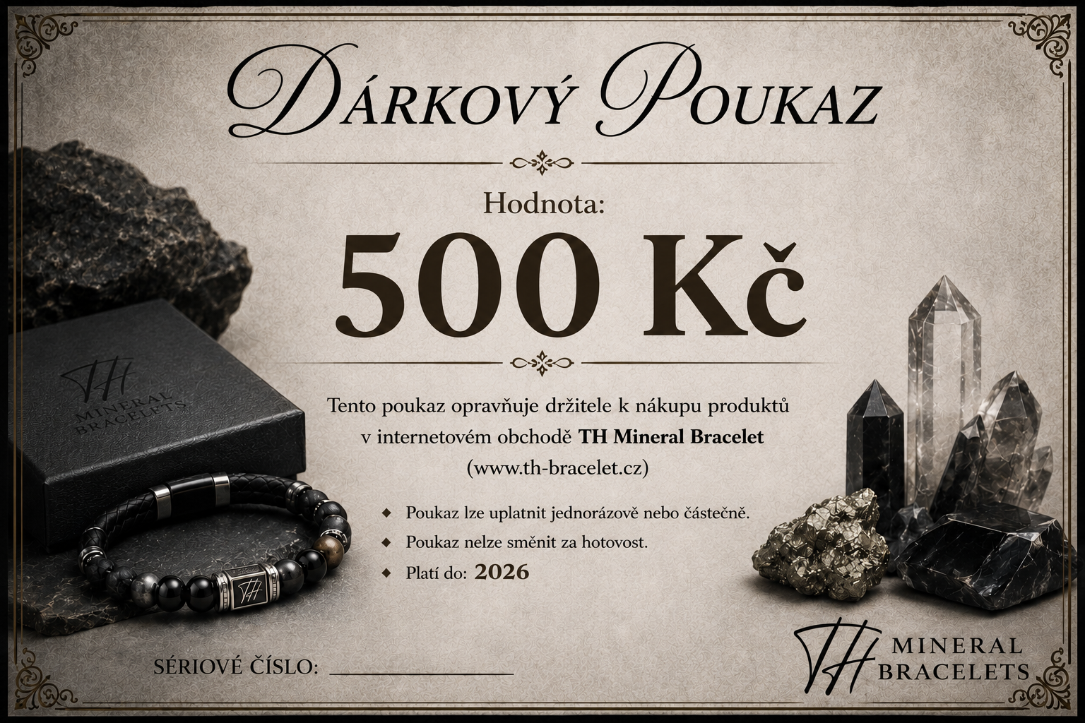 Dárkový poukaz TH Mineral Bracelet – 500 Kč (pro muže)