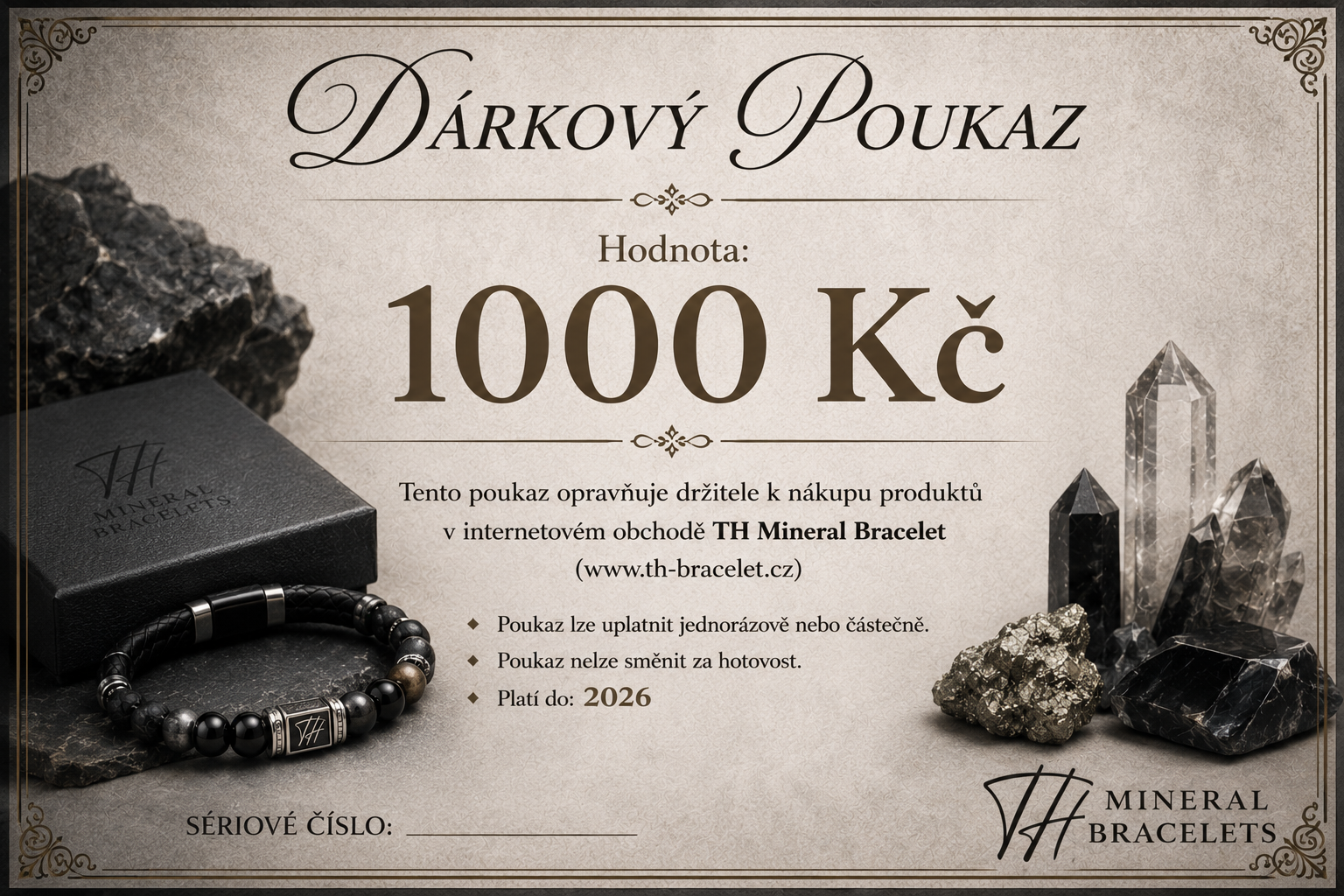 Dárkový poukaz TH Mineral Bracelet – 1000 Kč (pro muže)