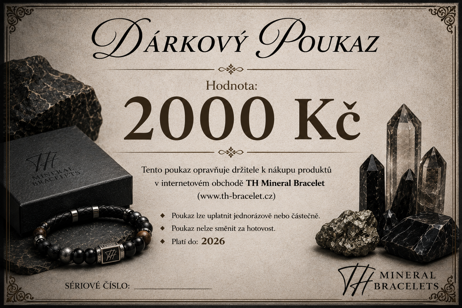 Dárkový poukaz TH Mineral Bracelet – 2000 Kč (pro muže)